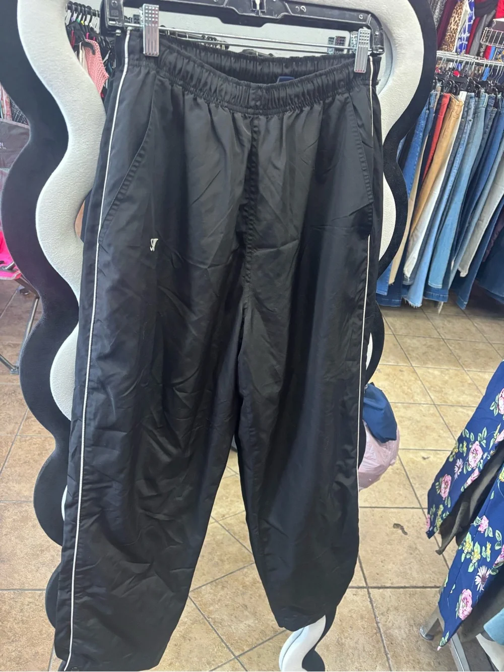 Y2K,Men's Black Jogger Track Pants with White Piping